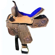 Western Barrel Racing Leather Horse Saddle Racer Trail Tooled Carved Equestrian