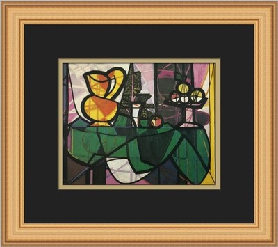 Pablo Picasso Pitcher and Bowl of Fruit Custom Framed Print