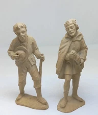 Nativity Figure Lot 2 Shepherd King Replacement Christmas Faux Wood Resin 4.5"
