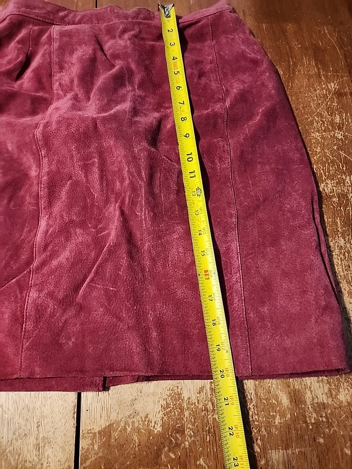 Falda Vintage Colección Maggie Lawrence Mujer Talla 12 Cuero Gamuza Rosa Foto 2 de 4