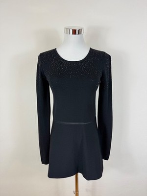 Hallhuber Bluse, langarm, Gr.S, schwarz, Strassstein-Applikation