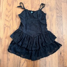 Wild Fable Black Mini Dress Women  s M Ruffle Tiered Sheer Slip Festival Y2K