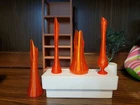 Miniature Swung Glass (Plastic) Vase Set - Red - Barbie - MCM Vintage Retro