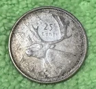 1965 Canada Queen Elizabeth II Caribou Silver 25 Cents Coin Circulated