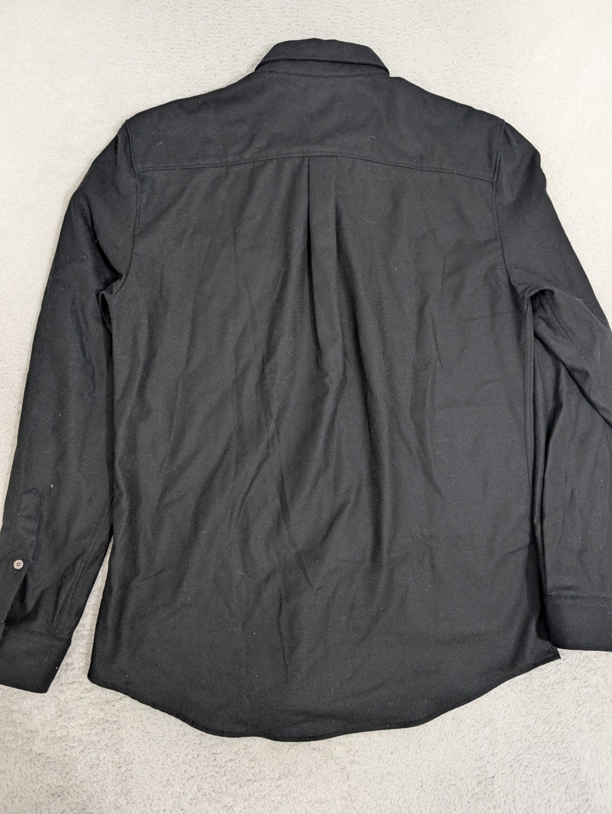 Frame Men's M Solid Black Button Down Wool Stretc… - image 10