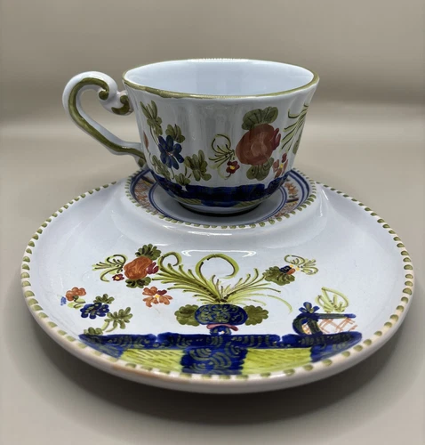Vintage Faenza Garofano Hand Painted Pottery Tea Coffee Set Italy