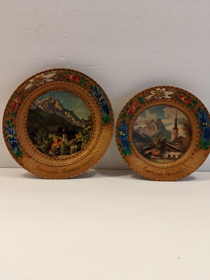 VTG Garnisch Wooden Hand painted With Print Picture Wall Hangings Max Suchy