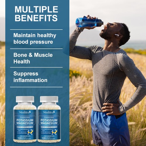 Potassium Magnesium 120 Capsules For Sleep,Immune Booster,Bone& Muscle,Cramps - Picture 3 of 8