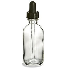 40 Pcs 2 oz 60ml CLEAR Boston Round Glass Bottle with Child-Resistant Dropper