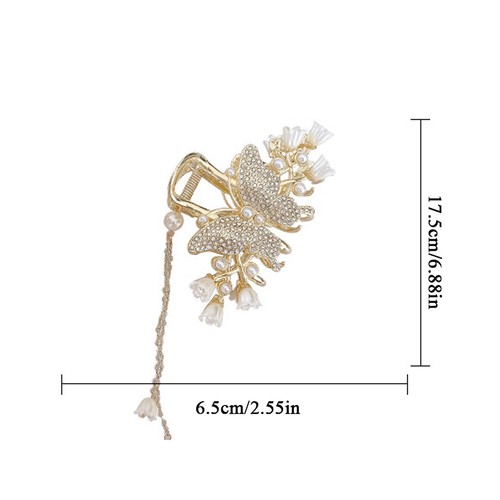 Women Rhinestone Pearls Metal Hair Claw Shark Clip Hair Clip Hair Accessories ✯ - Picture 14 of 46