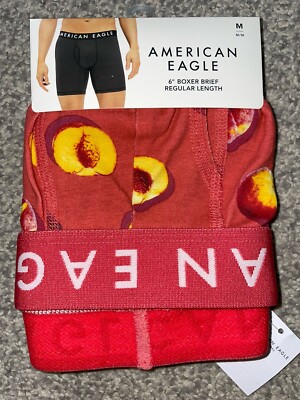 NWT AMERICAN EAGLE 6'' Boxer Brief Underwear PEACHES Men's Size Medium NEW