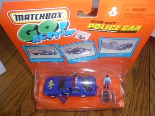Matchbox Go! Action Spin-Out Sheriff Police Car w/Riot Gear Rare 1999 - Vintage