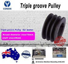 Triple groove Pulley 70mm shaft size 28mm for electric motor Cast Iron Made