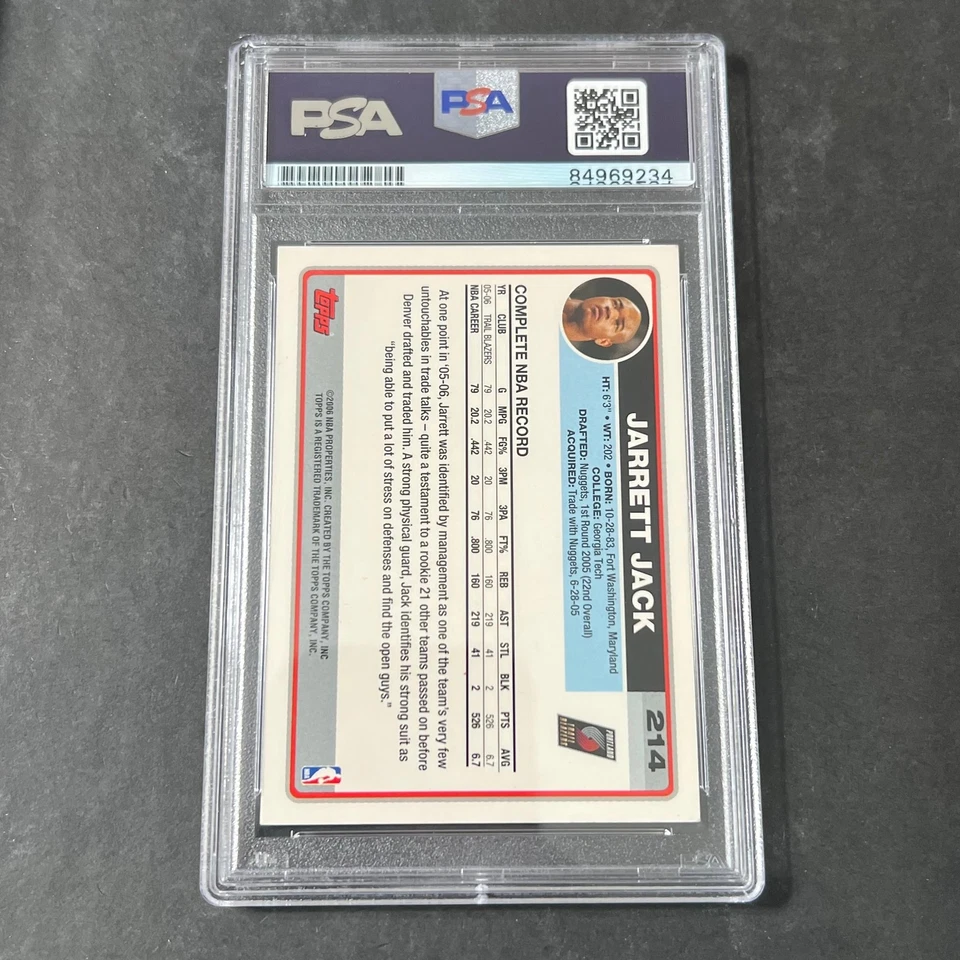 2006 Topps #214 Jarrett Jack Signed Card AUTO PSA Slabbed Trail Blazers - Image 2 of 2