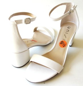 white 2 strap heels