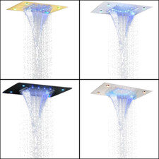 LED 20 14'' Luxury Rain Waterfall Shower Head Overhead Top Spray Stainless Steel