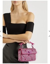 Valentino Small Roman Stud Shoulder Bag With Sparkling Embroidery Pink - Bnwt