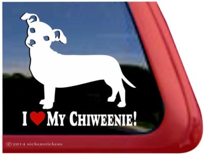 I Love My Chiweenie Chihuahua Dachshund Vinyl Dog Window Decal
