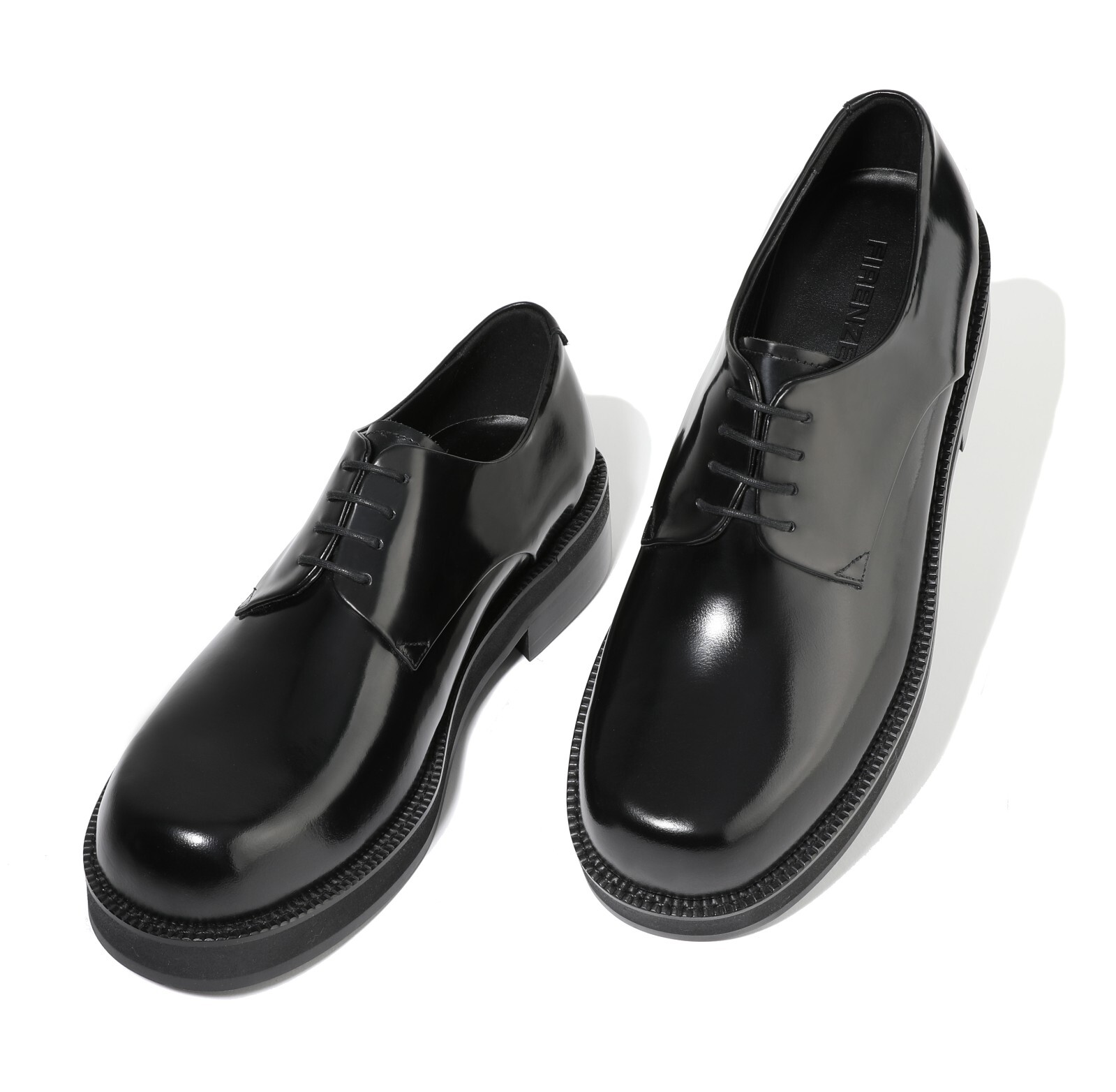 SAOLA Scarpe Oxford Firenze Atelier da uomo in pelle nera punta rotonda Derby con suola Vibram