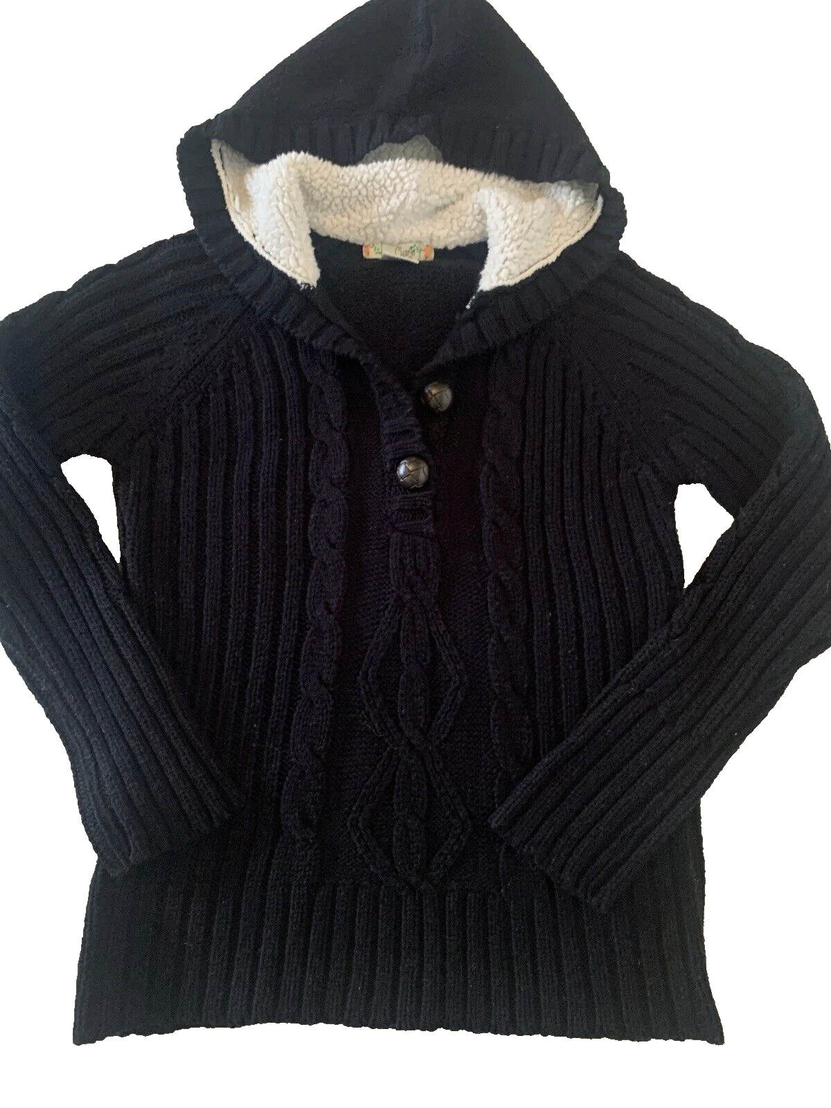 VETEMENTS Maglione Love Change ragazza L XL blu navy pullover maglia cavo felpa con cappuccio