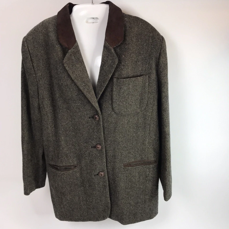 Blazer Express Mujer Compagnie Internationale M De Colección Años 90 Gamuza Ribete Tweed Lana Foto 3 de 4