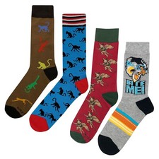 NWT Monkey Dress Socks 4 Pack Novelty Men 8-12 Crazy Fun Sockfly
