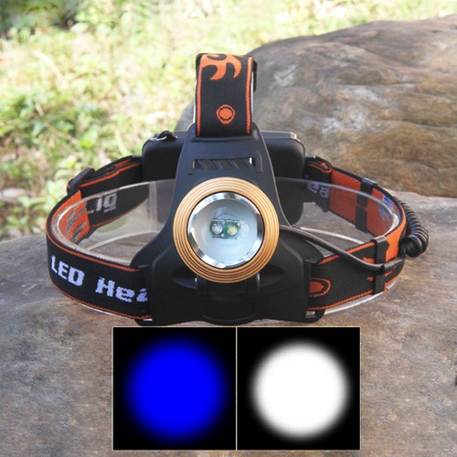 LINTERNA CABEZA PESCA LED UV LUZ BLANCA AZUL FISHING LENSER | eBay
