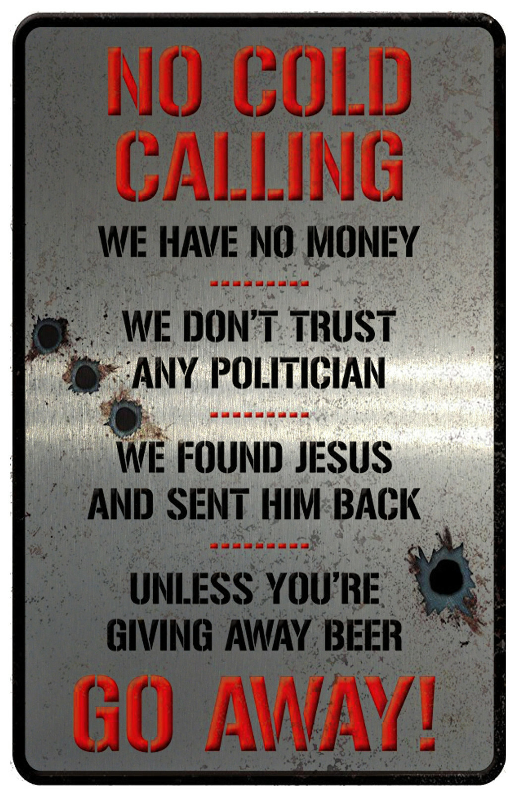 NO COLD CALLERS Funny Metal Aluminium Plaque Sign For House Office ...