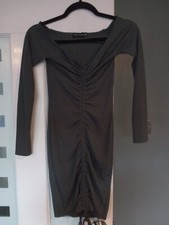 PRETTY LITTLE THING DRESS SIZE 10 CHARCOAL VGC 