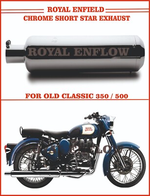 Royal Enfield Chrome Short Star Exhaust for Old Classic 350/500 - Exp Ship
