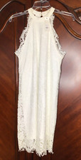 Miami Women's Size Small Dress Sheath Halter White Lace Knee Length