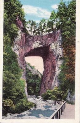 V76.Vintage US Leinen Postkarte.Natural Bridge, Virginia