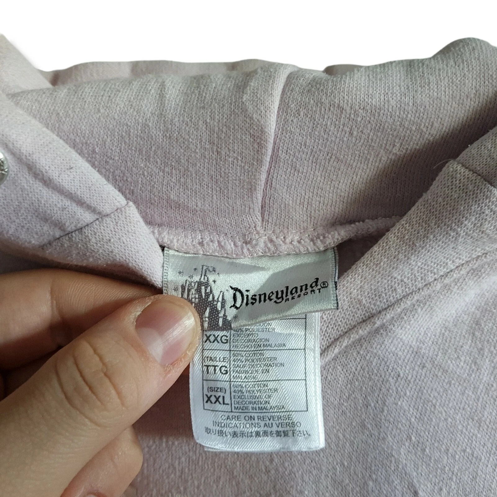 SACAI Felpa con cappuccio Disneyland rosa oversize vintage anni '90 con logo ricamato made in Malesia