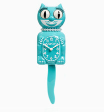 Vibrant Blue Turquoise Lady Kit-Cat Klock Clo...