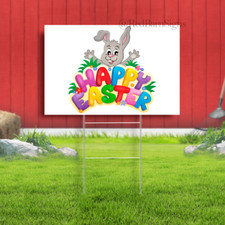 Happy Easter with Bunny Indoor Outdoor Yard Sign