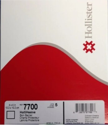  Hollister 7700 HolliHesive 4x4 Skin Barriers (5 pack) Exp. 12/21/2026