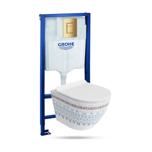GROHE Vorwandelement Solido + Wand WC Sofi Slim Folklor + Knopf Set - Bild 25 von 29