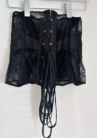 Agent Provocateur Silk Lace Boned Waspie Corset Waist Cincher Black Size AP 4