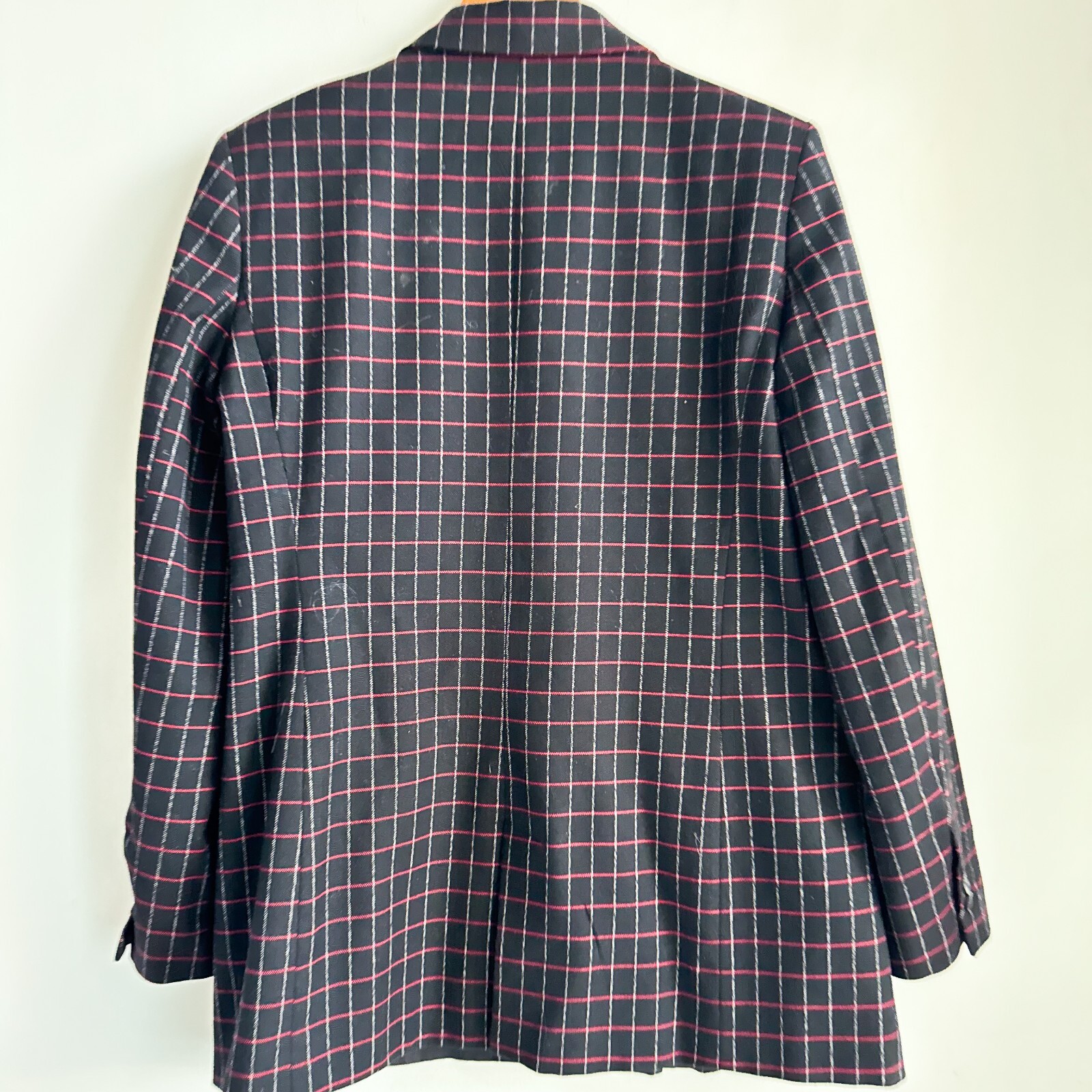 Zara Basic Black Red Window Pane Plaid Double Bre… - image 6