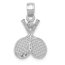Real 14kt White Gold Double Tennis Racquet Charm