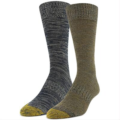 Gold Toe Men's 2-Pair Lodge Collection Flat Crew Socks, Gray Hth, Shoe Sz 6-12.5 Gold Toe Men's 2-Pair Lodge Collection Flat Crew Socks, Gray Hth, Shoe Sz 6-12.5