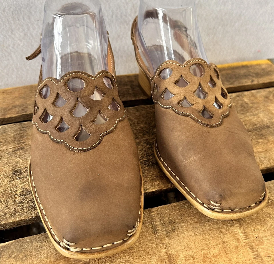 Zapatos de Gamuza Tsonga Eslinga Tacón Trasero BOHO Camel Western EU 37 US 6.5 Foto 2 de 4