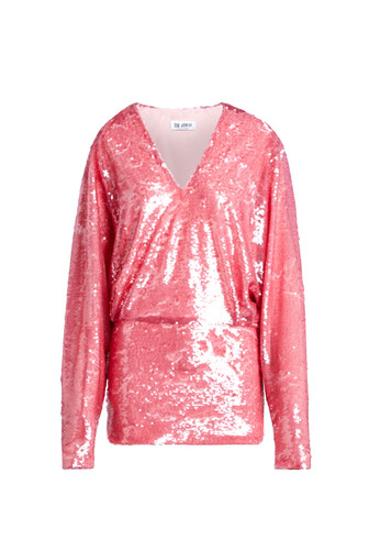 The Attico Gael Draped Sequined Crepe Mini Dress in Pink Size 38