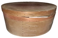 Vtg F. O. Merz five finger Shaker style oval wooden pantry box by W.E. Harris