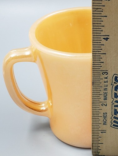 **2 Anchor Hocking Fire King Oven Ware Peach Lustre D Handle Mug Set** - Picture 3 of 5