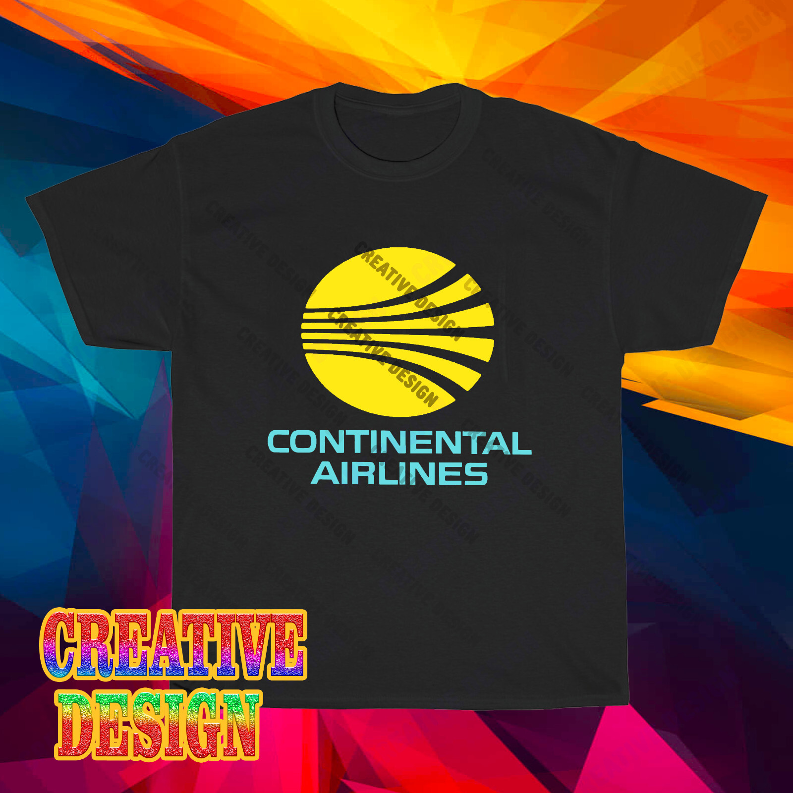 Continental Airlines Retro Logo Unisex T-Shirt Funny USA Size S to 5XL