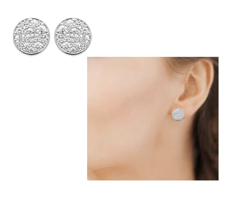 Boucles d'oreilles puces argent pavées zirconium brillant pour illuminer votre style casual quotidien