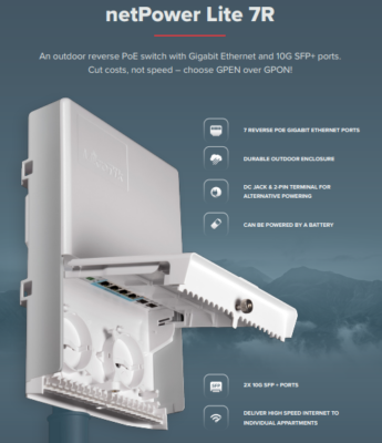 Switch Outdoor MikroTik CSS610-1Gi-7R-2S NetPower Lite 7R - 3
