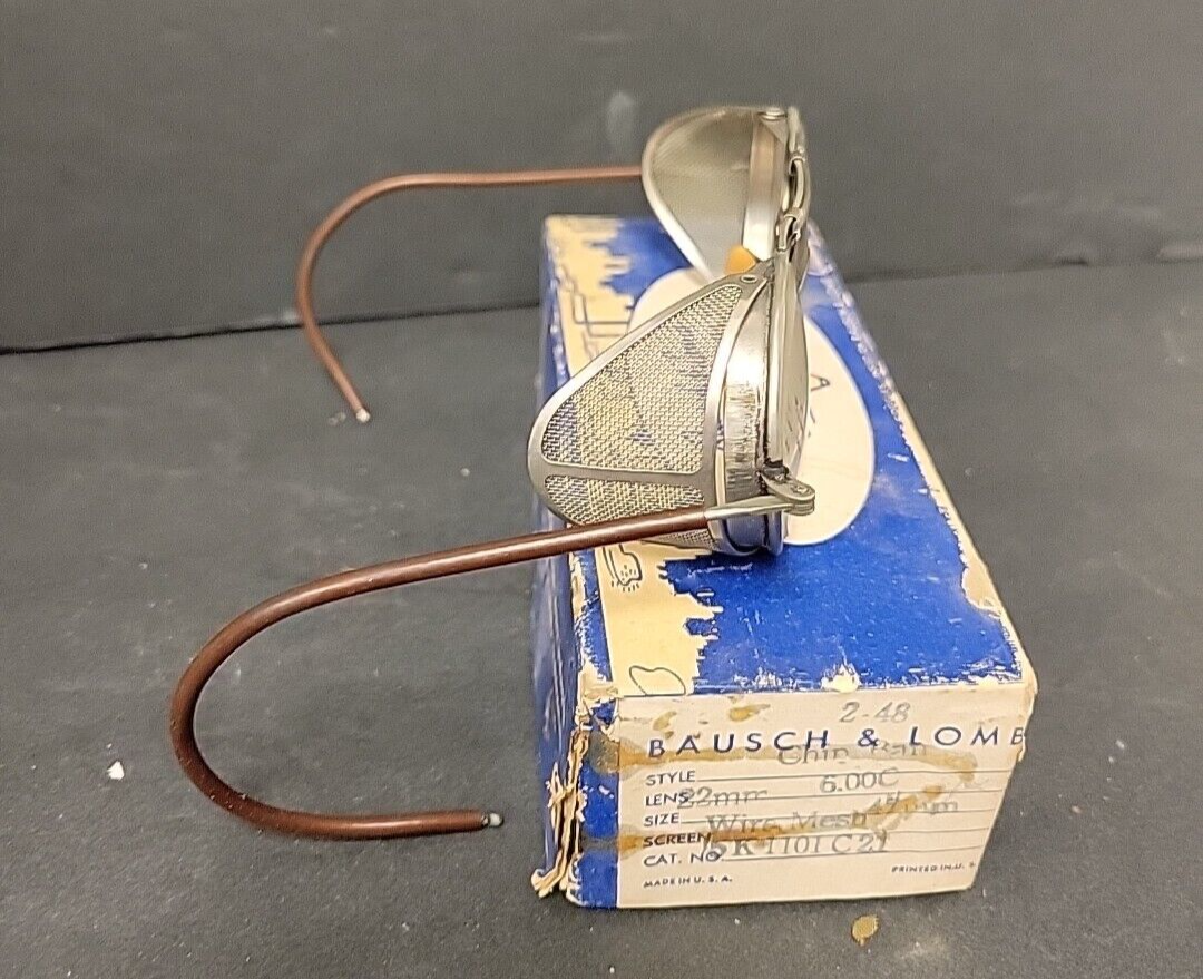 Bausch & Lomb Vintage Wire Rim Safety Glasses 1950s W