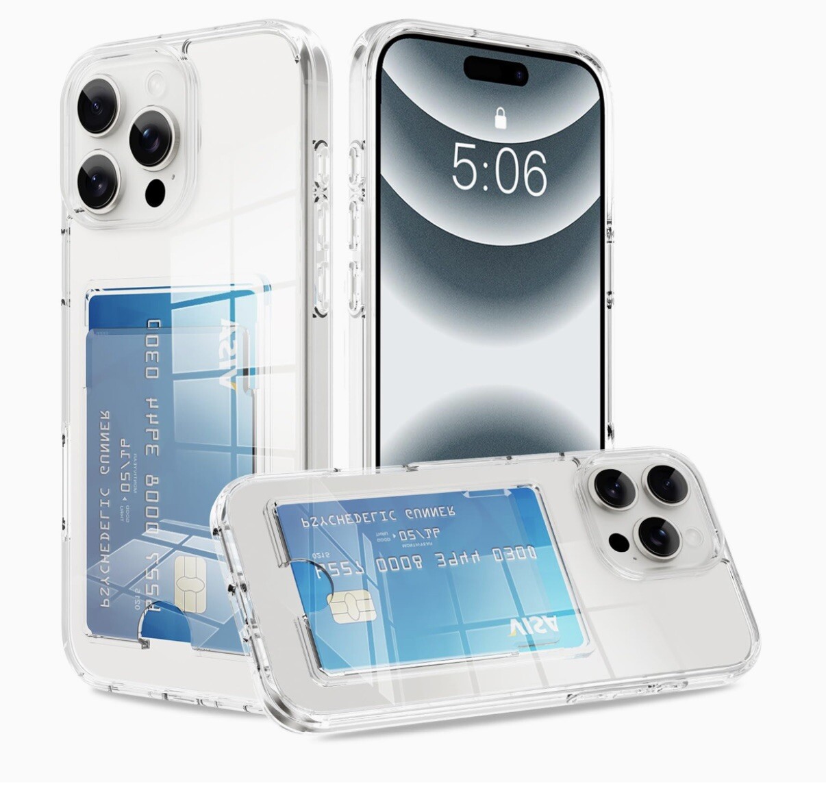 Clear Card Slot Protective Case for Apple iPhone 16 Pro Transparent Design-image